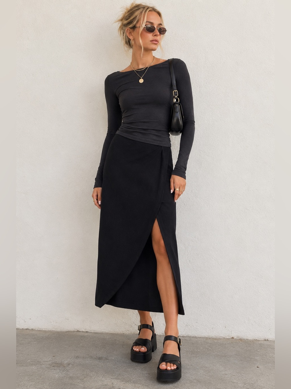 Abercrombie & Fitch Y2K Black Midi Skirt